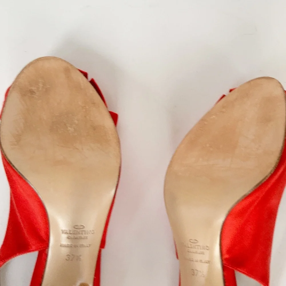 Valentino red satin slingback heels 37.5